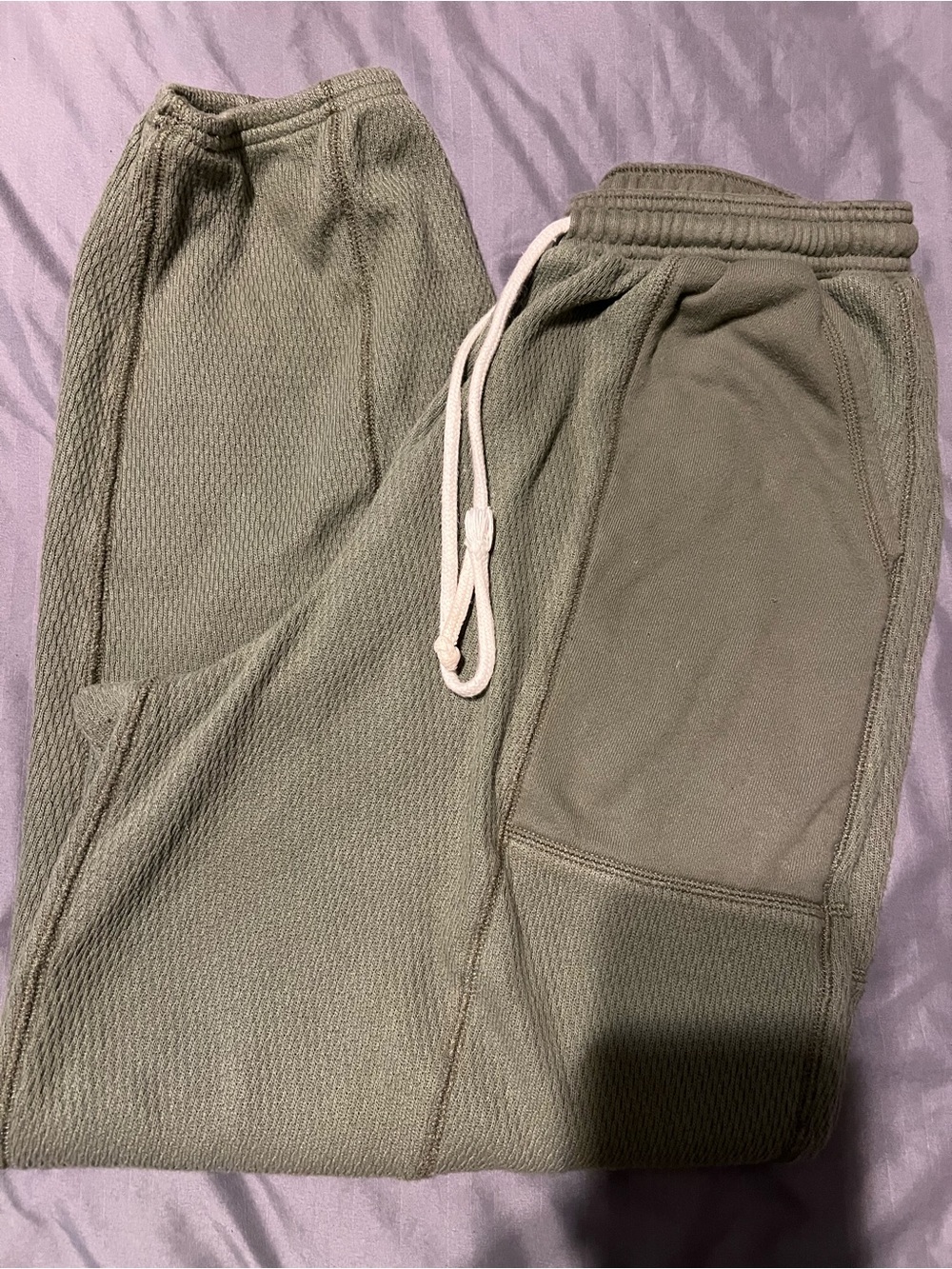 aerie Olive Green Ribbed waffle print Jogger sweatpants Pants